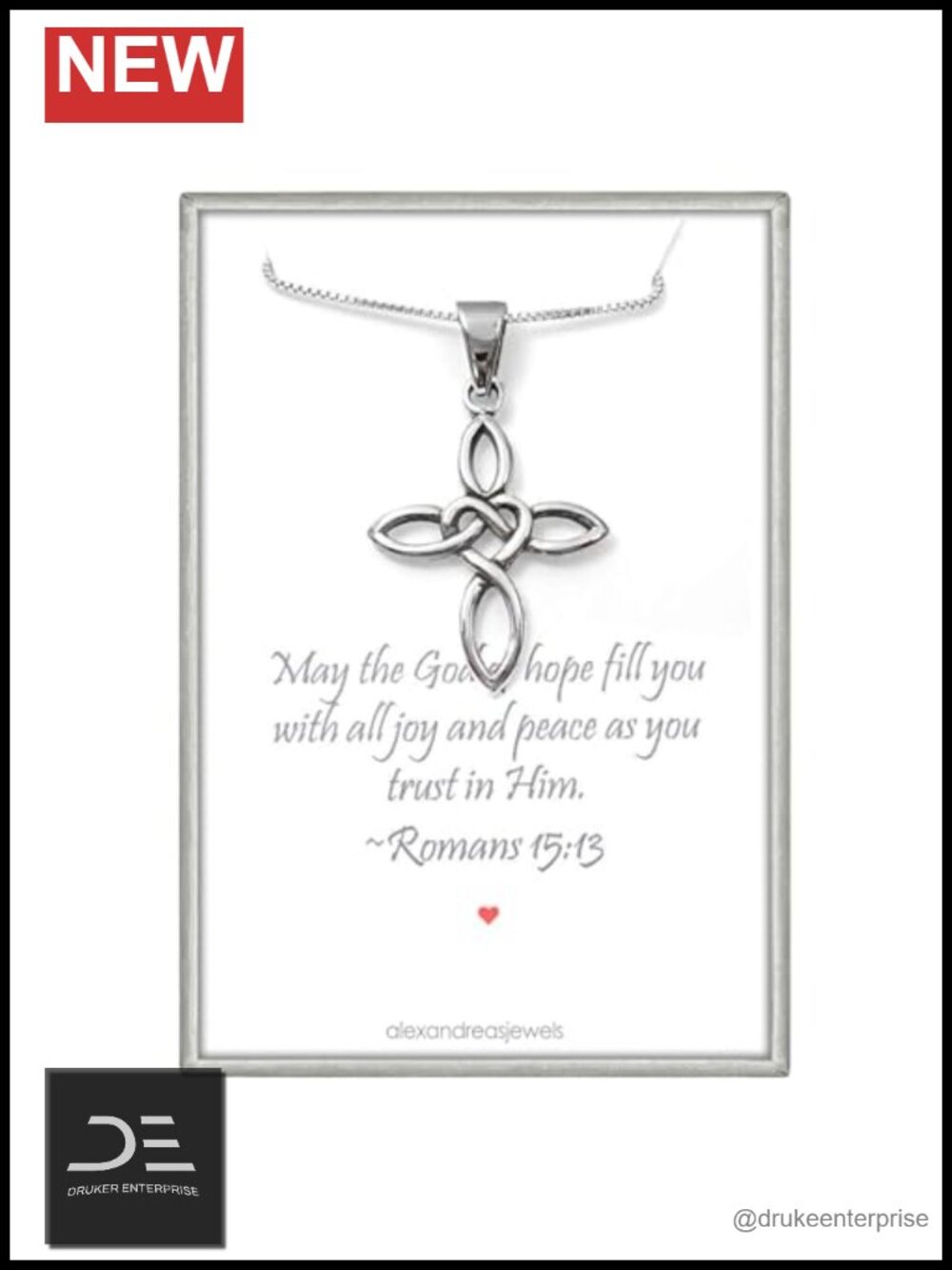 Sterling Silver Infinity Cross Necklace Celtic Knot Christian Gift 18in